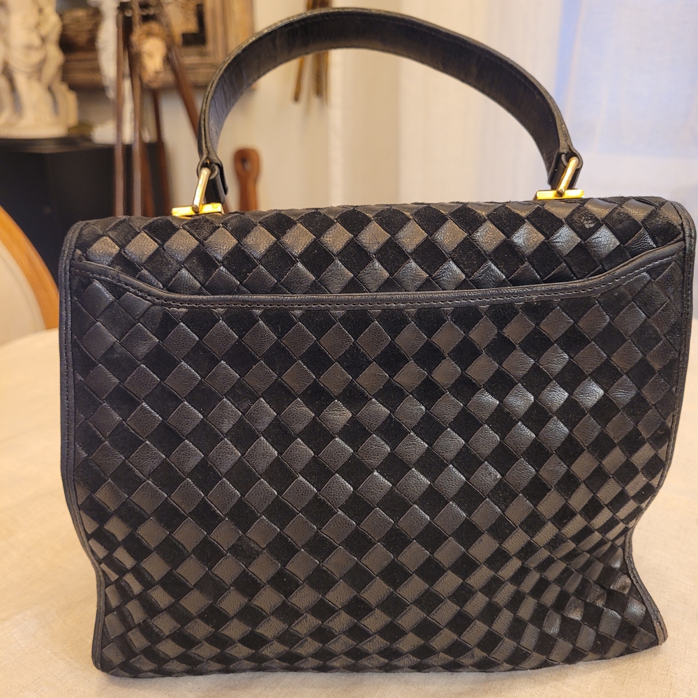 Bally Gold and Black Satchel with Woven Design - Picture 4 of 8